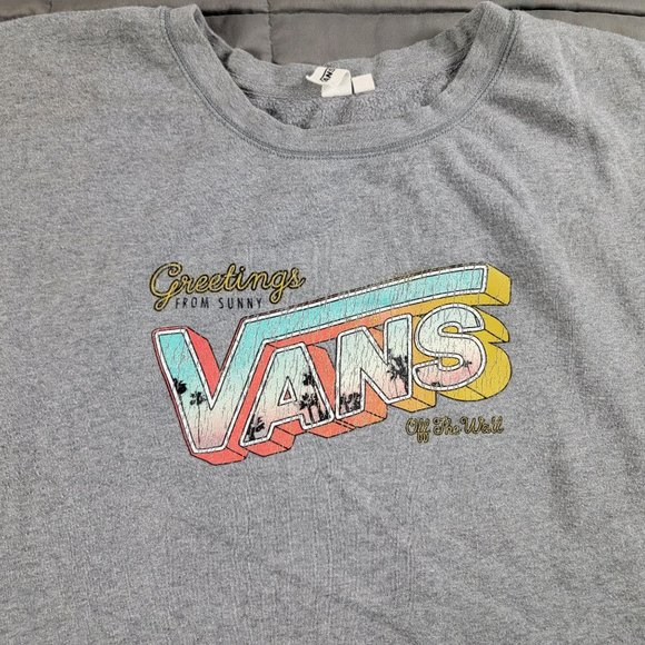 Vans Adults XL Gray Pullover Sweatshirt Greetings From Sunny Vans Long Sleeve - Picture 3 of 9